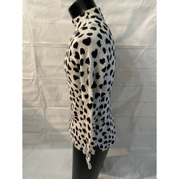 LOFT Sweater Women’s Medium Petite Heart Print Mock Neck Wool Blend Sweater EUC - Picture 4 of 9